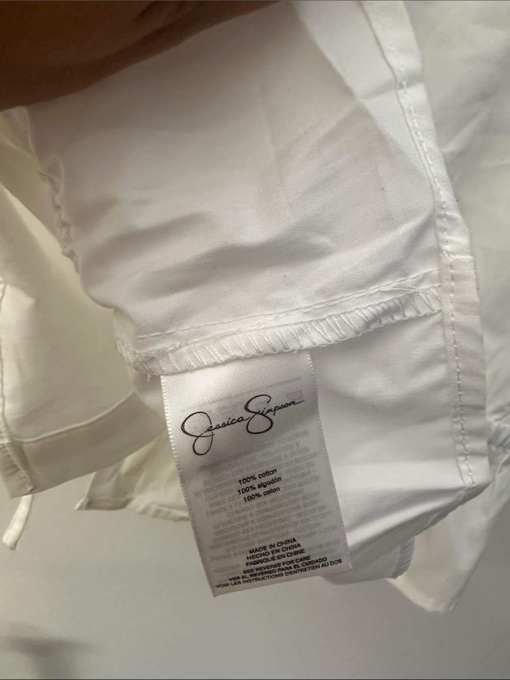 Jessica Simpson White Ruffle V-Neck Button-Front Drawstring Top - Picture 5 of 5